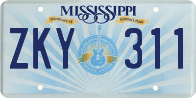 MS license plate ZKY311