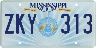 MS license plate ZKY313