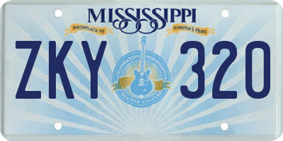 MS license plate ZKY320
