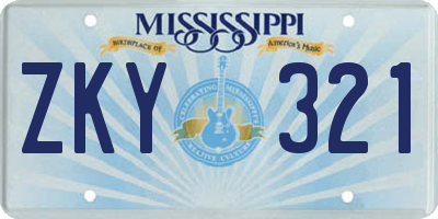 MS license plate ZKY321