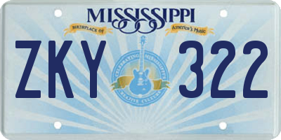 MS license plate ZKY322