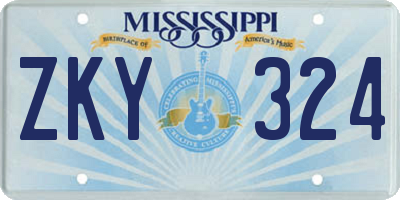 MS license plate ZKY324