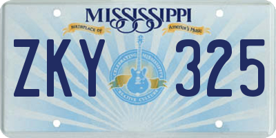 MS license plate ZKY325