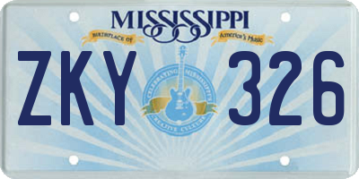 MS license plate ZKY326