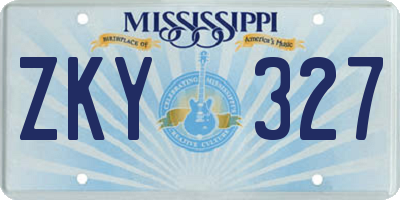 MS license plate ZKY327