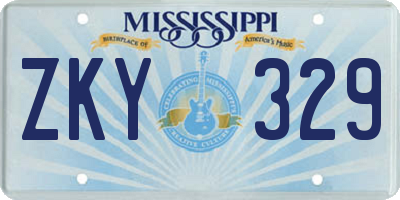 MS license plate ZKY329