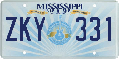 MS license plate ZKY331