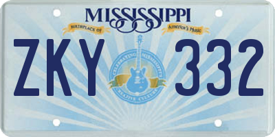 MS license plate ZKY332