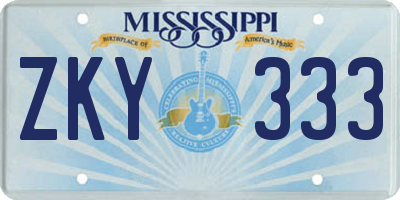 MS license plate ZKY333