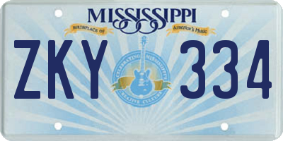 MS license plate ZKY334