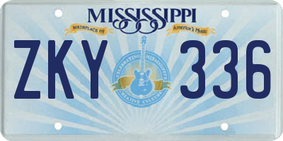 MS license plate ZKY336