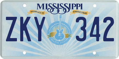 MS license plate ZKY342