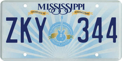 MS license plate ZKY344