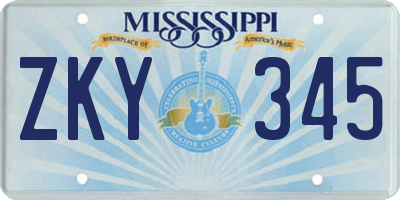 MS license plate ZKY345