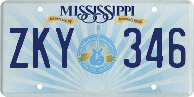 MS license plate ZKY346