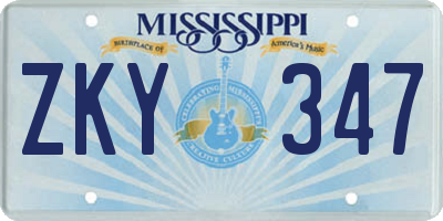 MS license plate ZKY347