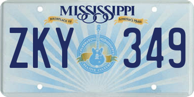 MS license plate ZKY349