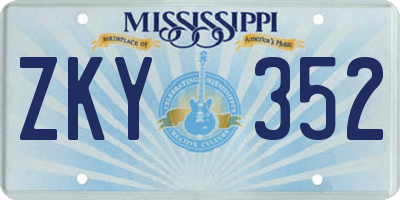 MS license plate ZKY352