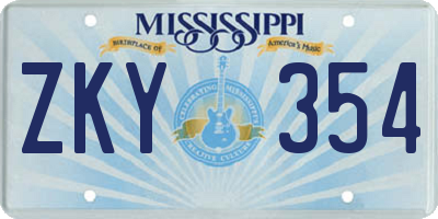 MS license plate ZKY354