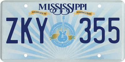 MS license plate ZKY355