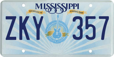MS license plate ZKY357