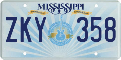 MS license plate ZKY358