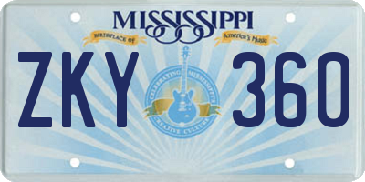 MS license plate ZKY360