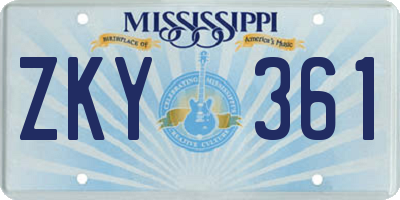 MS license plate ZKY361