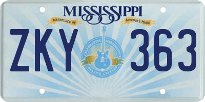 MS license plate ZKY363