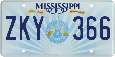 MS license plate ZKY366