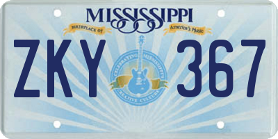 MS license plate ZKY367