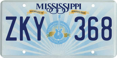 MS license plate ZKY368