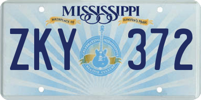MS license plate ZKY372
