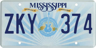 MS license plate ZKY374