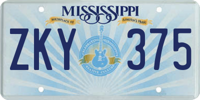 MS license plate ZKY375