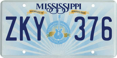 MS license plate ZKY376