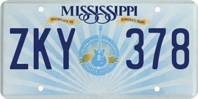 MS license plate ZKY378