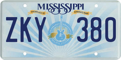 MS license plate ZKY380