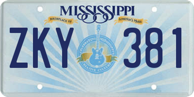 MS license plate ZKY381