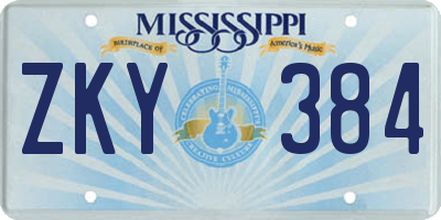MS license plate ZKY384