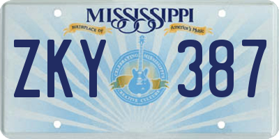 MS license plate ZKY387