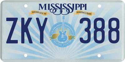 MS license plate ZKY388