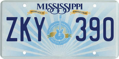 MS license plate ZKY390