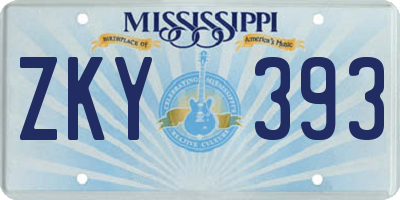 MS license plate ZKY393