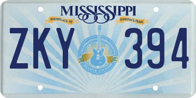 MS license plate ZKY394