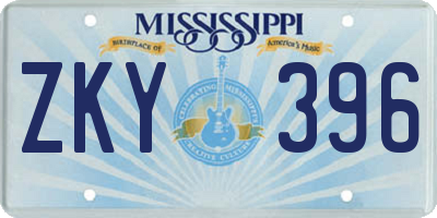MS license plate ZKY396