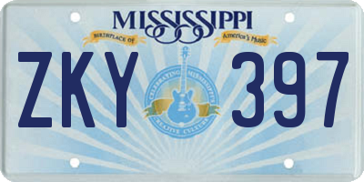 MS license plate ZKY397