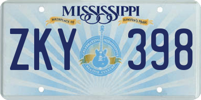 MS license plate ZKY398