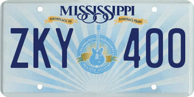 MS license plate ZKY400
