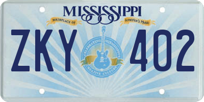 MS license plate ZKY402